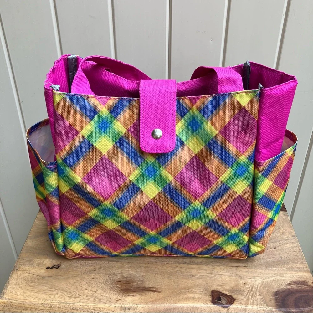 Rainbow plaid lunch tote - Picture 2 of 13